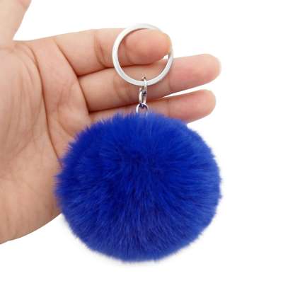 20 Colors Fluffy Fur Pom Pom Keychains Soft Faux Rex Rabbit Fur Ball Car Keyring Pompom Key Chains Women Bag Pendant Jewelry Diy